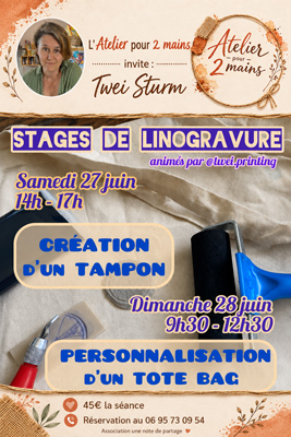 Flyer stages de linogravure à Dieulefit
